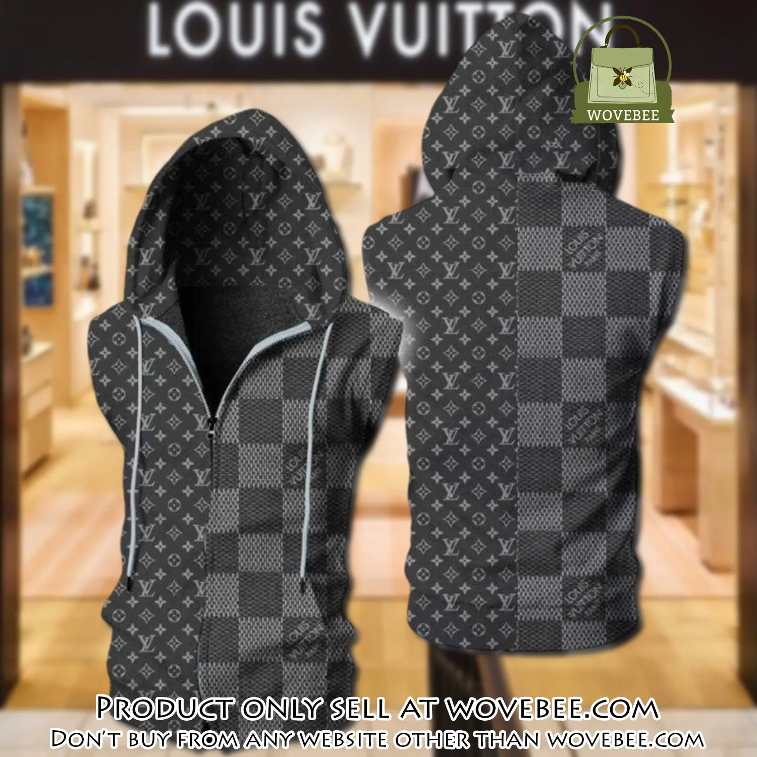 Louis vuitton grey unisex sleeveless zip up hoodie luxury for men women szh014 wvb0525120